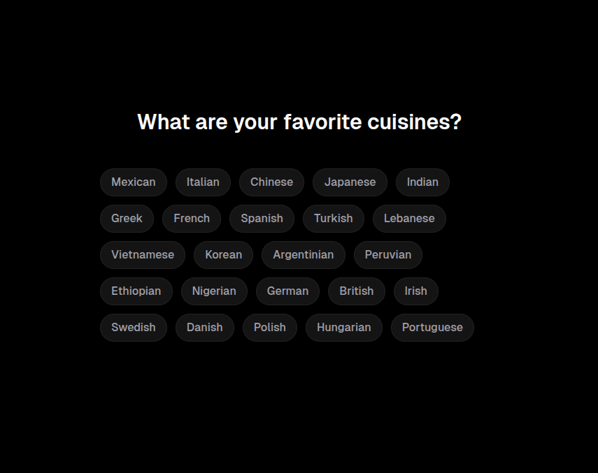 Cuisine Selector